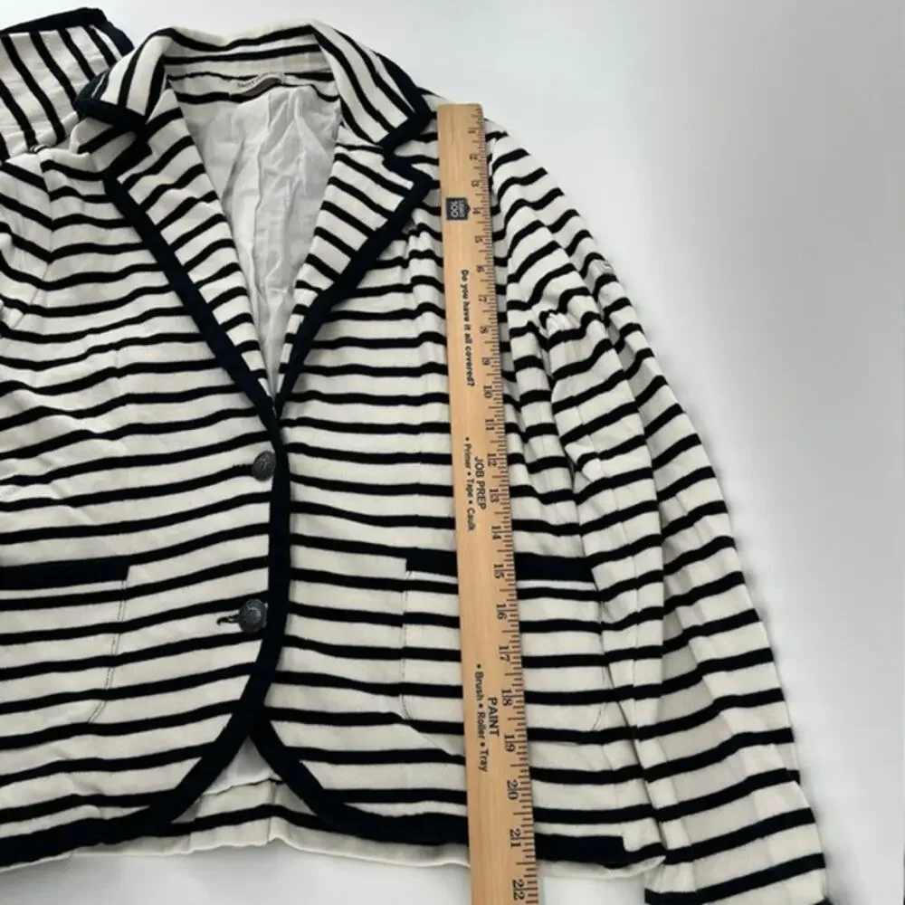 Saint James Depuis 1889 Nautical Striped Cotton Blazer Jacket Womens 8 BlueCream